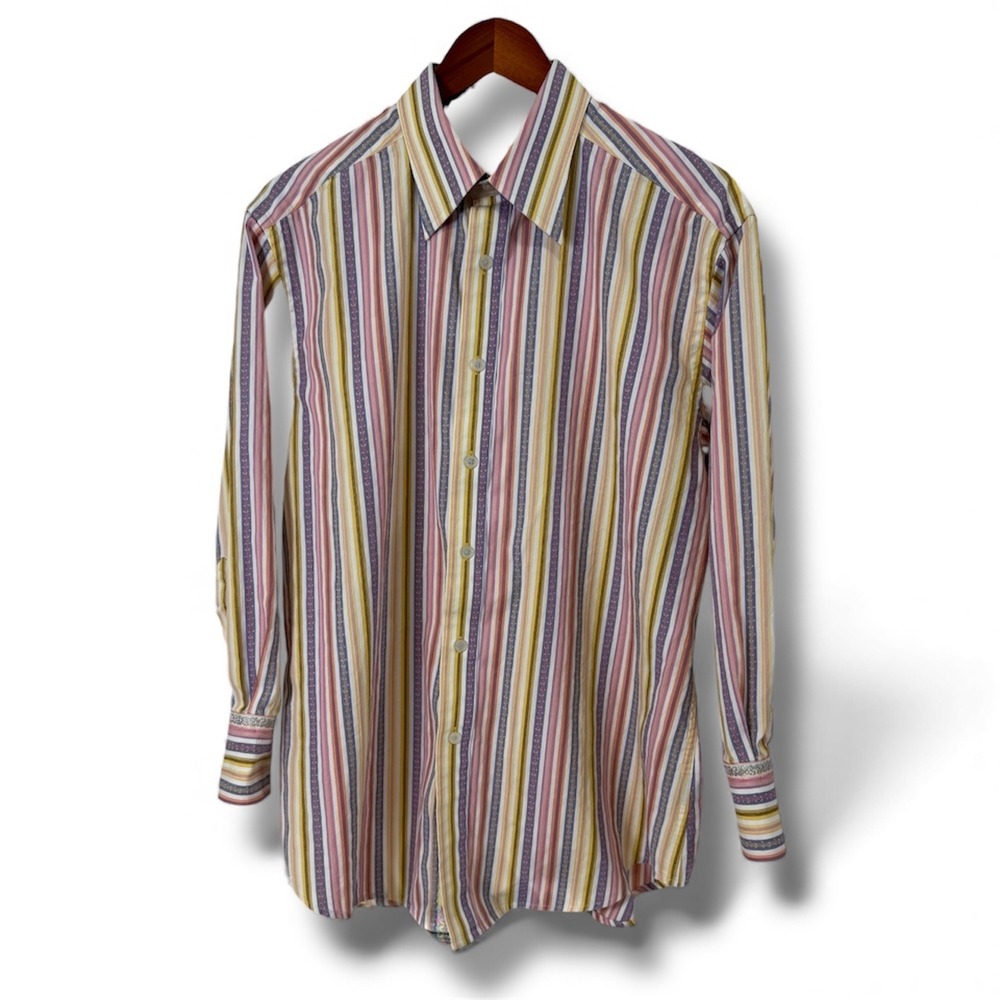 Robert Graham Striped Button Down Shirt Men's XL Bold Dress Shirt Y2K Retro
